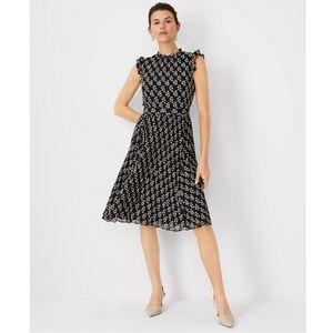 NEW Ann Taylor Petaled Ruffle Pleated Flare Dress Size 16